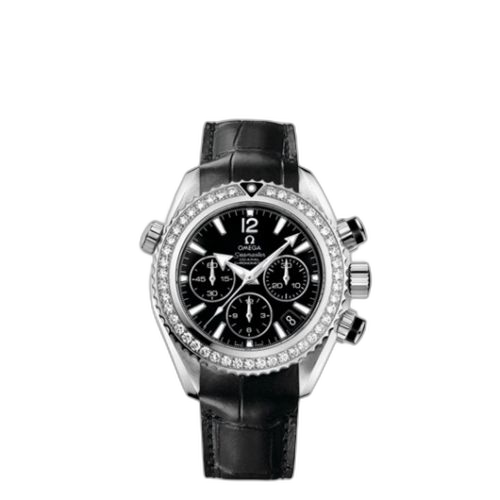 [222.18.38.50.01.001 (aka: 22218385001001)] Seamaster Planet Ocean 600M Co-Axial 37.5 Chronograph Stainless Steel / Diamond / Black / Alligator