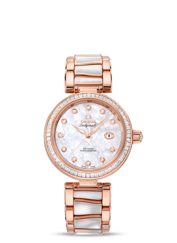 [425.65.34.20.55.007 (aka: 42565342055007)] LadyMatic Co-Axial 34 Sedna Gold Baguette / MOP / MOP Bracelet