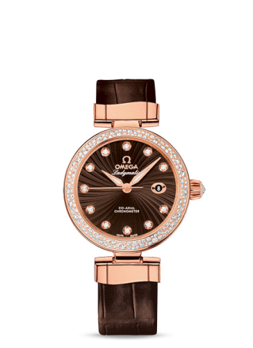 [425.68.34.20.63.002 (aka: 42568342063002)] LadyMatic Co-Axial 34 Red Gold / Diamond / Brown