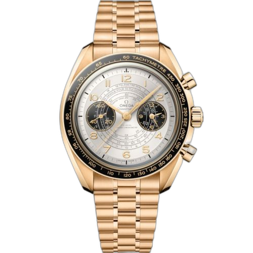 [522.60.43.51.02.001] Speedmaster Chronoscope Master Chronometer Olympic Games Paris 2024 Moonshine Gold / Silver / Bracelet
