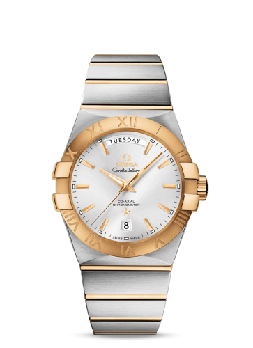 [123.20.38.22.02.002 (aka: 12320382202002)] Constellation Co-Axial 38 Day-Date Stainless Steel / Yellow Gold / Silver