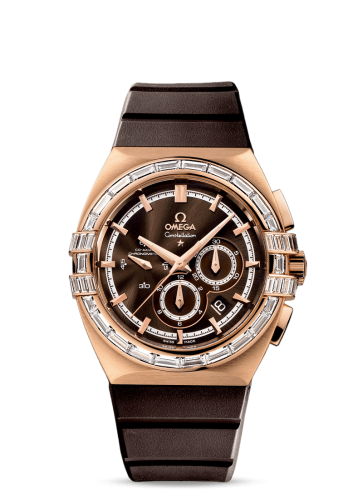 [121.57.41.50.13.001] Constellation Co-Axial 41 Chronograph Double Eagle Red Gold / Baguette / Brown / Rubber