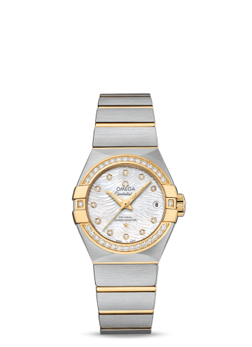 [123.25.27.20.55.007 (aka: 12325272055007)] Constellation Co-Axial 27 Brushed Stainless Steel / Yellow Gold / Diamond / MOP