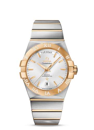 [123.25.38.22.02.002 (aka: 12325382202002)] Constellation Co-Axial 38 Day-Date Stainless Steel / Yellow Gold / Diamond / Silver