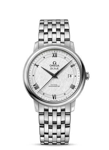 [424.10.40.20.02.005 (aka: 42410402002005)] De Ville Prestige Co-Axial 39.5 Stainless Steel / Vintage Silver Silk / Bracelet