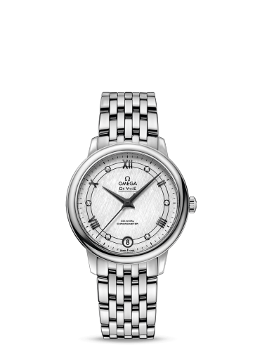 [424.10.33.20.52.002 (aka: 42410332052002)] De Ville Prestige Co-Axial 32.7 Stainless Steel / Vintage Silk Silver / Bracelet
