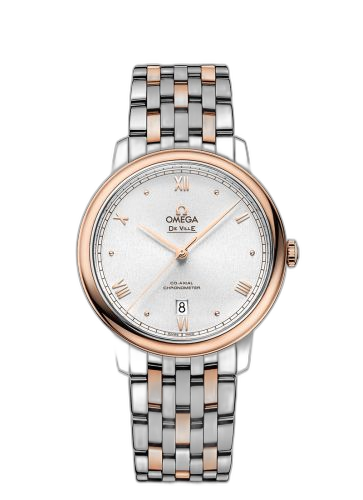 [424.20.40.20.02.007 (aka: 42420402002007)] De Ville Prestige Co-Axial 39.5 Stainless Steel / Red Gold / Silver Sunburst / Bracelet