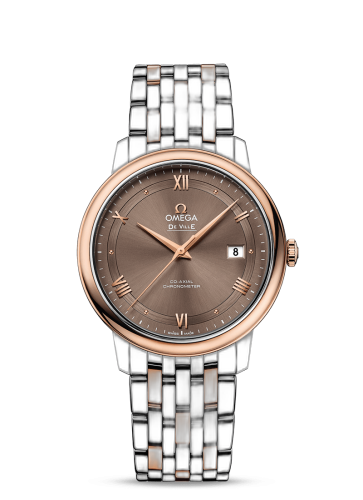 [424.20.40.20.13.001 (aka: 42420402013001)] De Ville Prestige Co-Axial 39.5 Stainless Steel / Red Gold / Vintage Brown / Bracelet