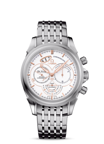 [422.10.41.50.04.001 (aka: 42210415004001)] De Ville Co-Axial 41 Chronoscope Stainless Steel / White / Bracelet / St. Moritz