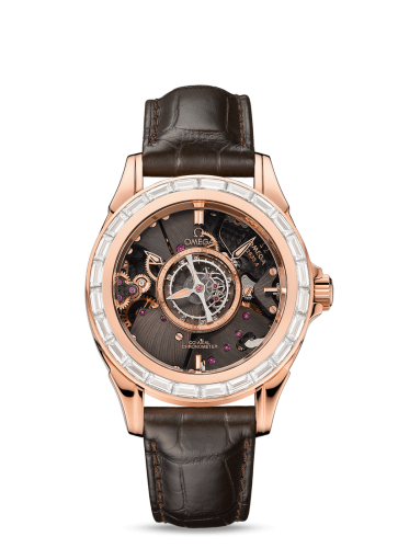 [513.58.39.21.64.001 (aka: 51358392164001)] De Ville Tourbillon Co-Axial Red Gold / Baguette / Omega Boutique