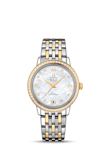 [424.25.33.20.55.004 (aka: 42425332055004)] De Ville Prestige Co-Axial 32.7 Stainless Steel / Yellow Gold / MOP Butterfly / Diamond / Bracelet