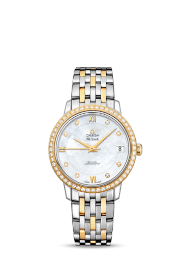 [424.25.33.20.55.001 (aka: 42425332055001)] De Ville Prestige Co-Axial 32.7 Stainless Steel / Yellow Gold / Diamond / MOP / Bracelet