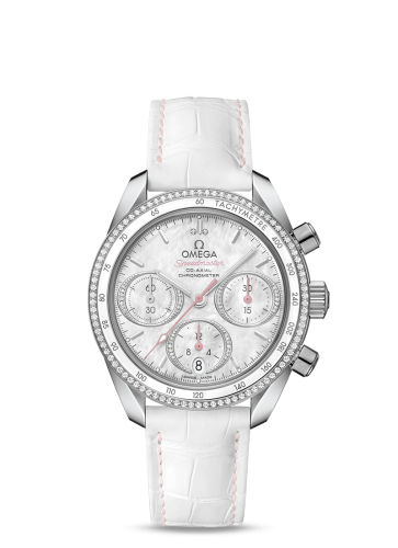 [324.38.38.50.55.001 (aka: 32438385055001)] Speedmaster Co-Axial 38 Stainless Steel / Diamond / MOP / Strap