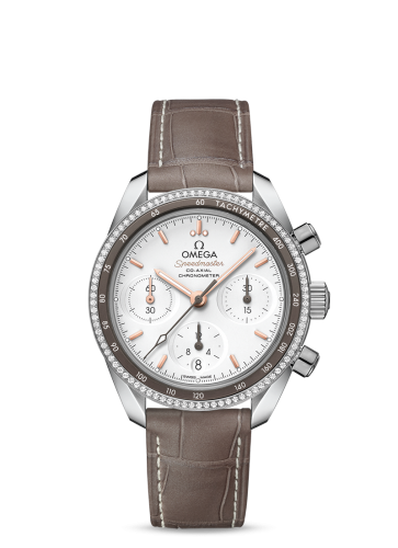 [324.38.38.50.02.001 (aka: 32438385002001)] Speedmaster Co-Axial 38 Stainless Steel / Diamond / Silver / Strap