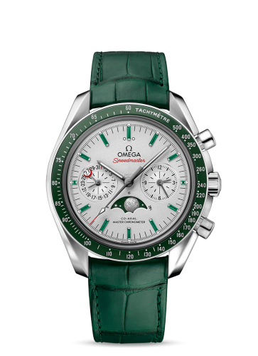 [304.93.44.52.99.003 (aka: 30493445299003)] Speedmaster Moonphase Chronograph Master Chronometer Platinum / Silver / Emerald