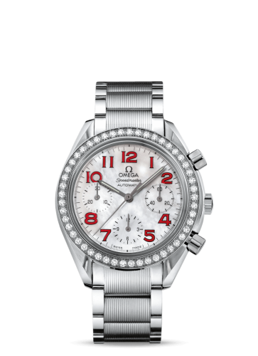 [3535.79.00] Speedmaster Reduced Ladies Stainless Steel / Diamond / MOP / Red / Bracelet