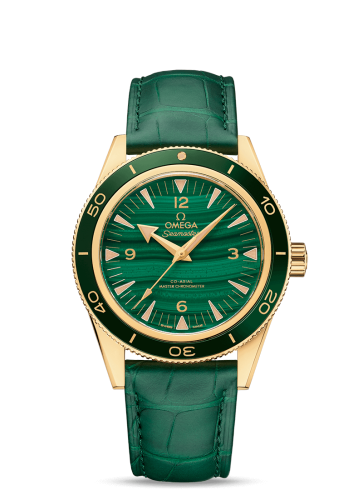 [234.63.41.21.99.001 (aka: 23460412199001, 23463412199001)] Seamaster 300 Co-Axial Master Chronometer Yellow Gold / Malachite