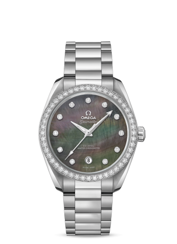 [220.15.38.20.57.001 (aka: 22015382057001)] Seamaster Aqua Terra 150M Master Chronometer 38 Stainless Steel / Diamond / Grey MOP / Bracelet