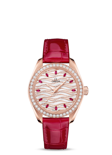 [220.58.34.20.99.004 (aka: 22058342099004)] Seamaster Aqua Terra 150M Master Chronometer 34 Sedna Gold / Diamond / Wave Ruby / Alligator