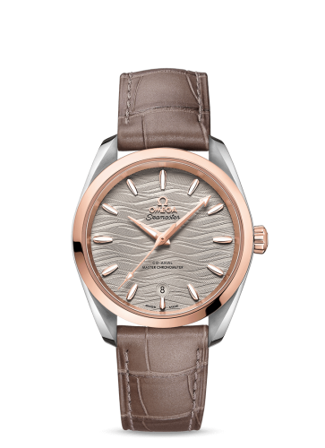[220.23.38.20.06.001 (aka: 22023382006001)] Seamaster Aqua Terra 150M Master Chronometer 34 Stainless Steel / Sedna Gold / Grey-Waves / Alligator
