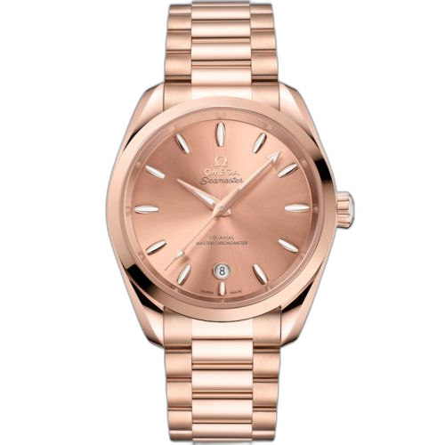 [220.50.38.20.10.001 (aka: 22050382010001)] Seamaster Aqua Terra 150M Shades Master Chronometer 38 Stainless Steel - Sedna Gold / Rose / Bracelet