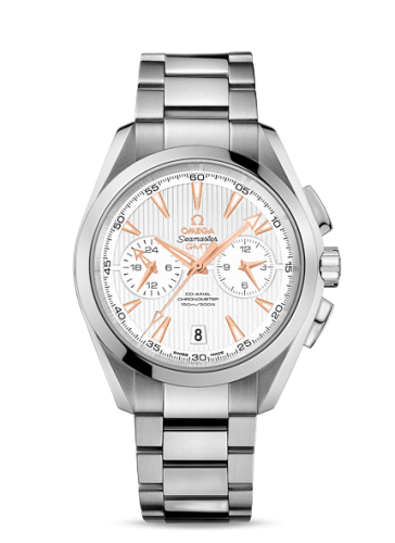 [231.10.43.52.02.001 (aka: 23110435202001)] Seamaster Aqua Terra 150M Co-Axial 43 GMT Chronograph Stainless Steel / Silver / Bracelet