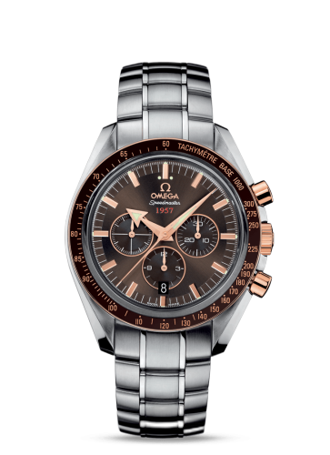 [321.90.42.50.13.002] Speedmaster Broad Arrow 1957 Stainless Steel / Red Gold / Brown / Bracelet