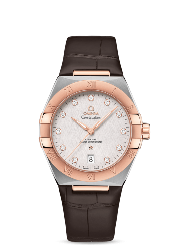 [131.23.39.20.52.001 (aka: 13123392052001)] Constellation Master Chronometer 39 Stainless Steel / Sedna / Silver-Diamond / Alligator