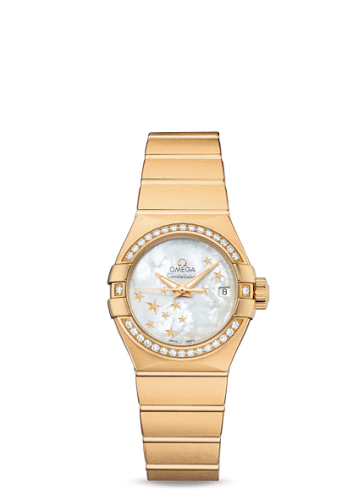 [123.55.27.20.05.001 (aka: 12355272005001)] Constellation Co-Axial 27 Brushed Yellow Gold / Diamond / MOP Stars