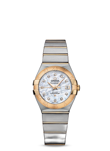 [123.20.27.20.55.003 (aka: 12320272055003)] Constellation Co-Axial 27 Brushed Stainless Steel / Yellow Gold / MOP