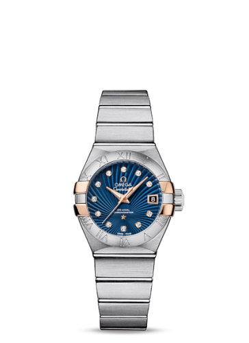 [123.20.27.20.53.002 (aka: 12320272053002)] Constellation Co-Axial 27 Brushed Stainless Steel / Red Gold Claws / Blue Supernova