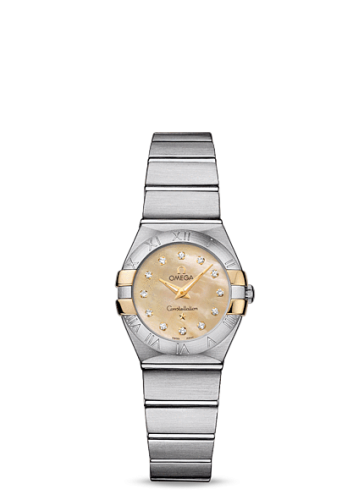 [123.20.24.60.57.002 (aka: 12320246057002)] Constellation Quartz 24 Brushed Stainless Steel / Gold Claws / Champagne MOP