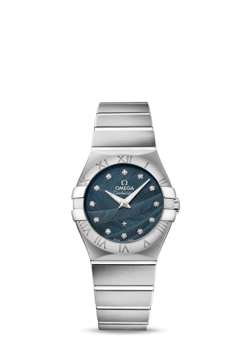 [123.10.27.60.53.001 (aka: 12310276053001)] Constellation Quartz 27 Brushed Stainless Steel / Blue Feather
