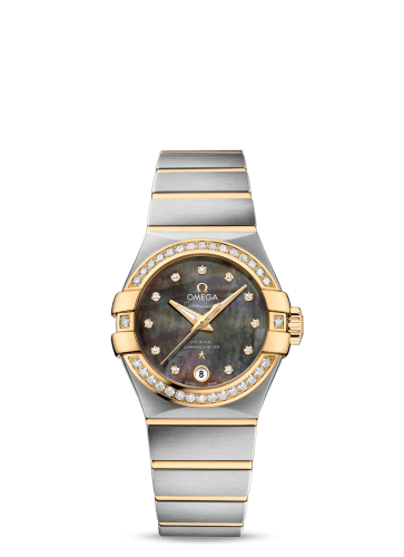 [123.25.27.20.57.007 (aka: 12325272057007)] Constellation Co-Axial 27 Brushed Stainless Steel / Yellow Gold / Diamond / Tahiti MOP