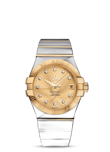 [123.20.35.20.58.001 (aka: 12320352058001)] Constellation Co-Axial 35 Stainless Steel / Yellow Gold / Champagne