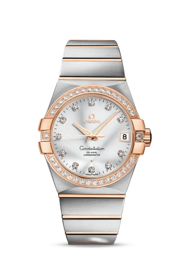 [123.25.38.21.52.001 (aka: 12325382152001)] Constellation Co-Axial 38 Stainless Steel / Red Gold / Diamond / Silver