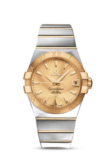 [123.20.38.21.08.001 (aka: 12320382108001)] Constellation Co-Axial 38 Stainless Steel / Yellow Gold / Champagne