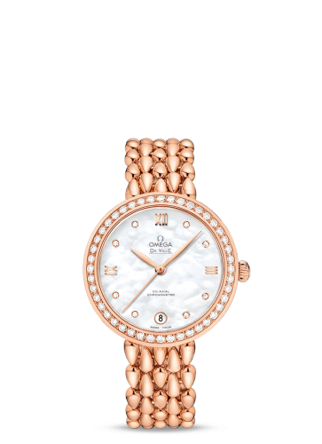 [424.55.33.20.55.007 (aka: 42455332055007)] De Ville Prestige Dewdrop Co-Axial 32.7 Red Gold / MOP / Diamond / Bracelet