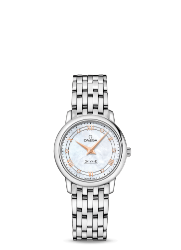 [424.10.27.60.55.001 (aka: 42410276055001)] De Ville Prestige Quartz 27.4 Stainless Steel / Vintage - White MOP / Bracelet