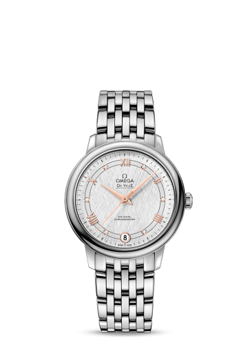 [424.10.33.20.52.001 (aka: 42410332052001)] De Ville Prestige Co-Axial 32.7 Stainless Steel / Vintage Silk Silver / Bracelet