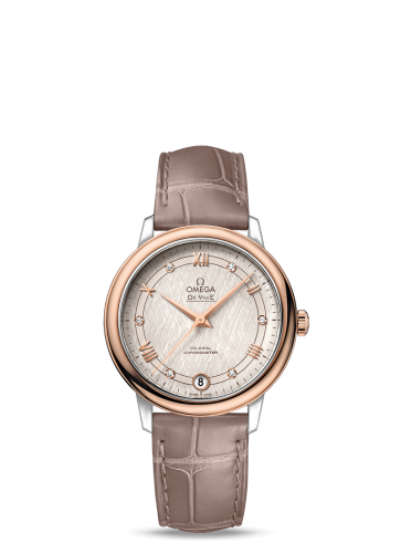 [424.23.33.20.52.003 (aka: 42423332052003)] De Ville Prestige Co-Axial 32.7 Stainless Steel / Red Gold / Vintage Silver Silk