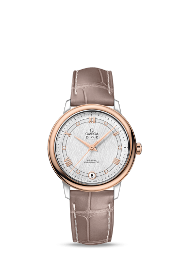 [424.23.33.20.52.002 (aka: 42423332052002)] De Ville Prestige Co-Axial 32.7 Stainless Steel / Red Gold / Vintage Silver Silk