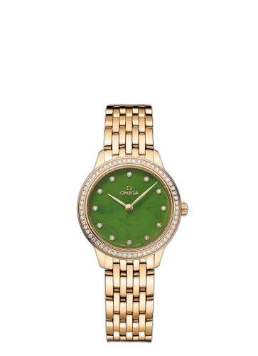 [434.55.28.60.99.001] De Ville Quartz 27.5 Yellow Gold - Diamond / Jade - Diamond / Bracelet