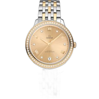 [434.25.34.20.58.001 (aka: 43425342058001)] De Ville Master Chronometer 34 Stainless Steel - Yellow Gold - Diamond / Champagne / Bracelet