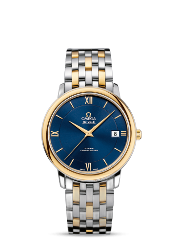 [424.20.37.20.03.001 (aka: 42420372003001)] De Ville Prestige Co-Axial 36.8 Stainless Steel / Yellow Gold / Blue / Bracelet