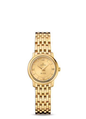[424.50.24.60.08.001 (aka: 42450246008001)] De Ville Prestige Quartz 24.4 Yellow Gold / Champagne / Bracelet