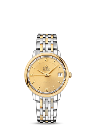 [424.20.33.20.08.001 (aka: 42420332008001)] De Ville Prestige Co-Axial 32.7 Stainless Steel / Yellow Gold / Champagne / Bracelet