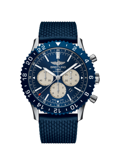 [YB04601A.A969.277S] Chronoliner B04 Stainless Steel / Blue / Rubber