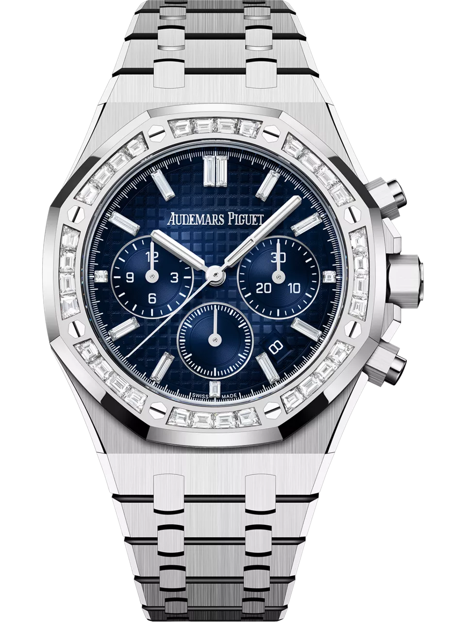 [26715BC.ZZ.1356BC.01] Royal Oak Chronograph 38 White Gold - Diamond / Smoked Blue