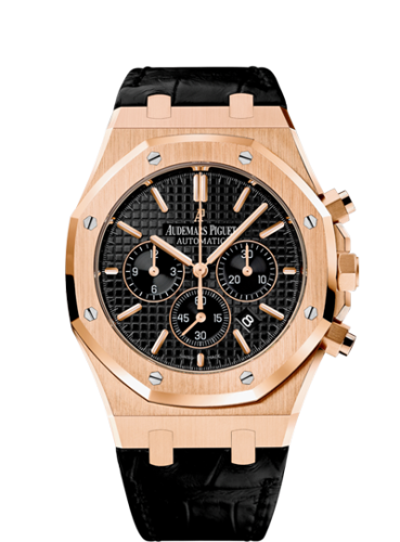[26320OR.OO.D002CR.01] Royal Oak Chronograph 41 Pink Gold / Black / Strap